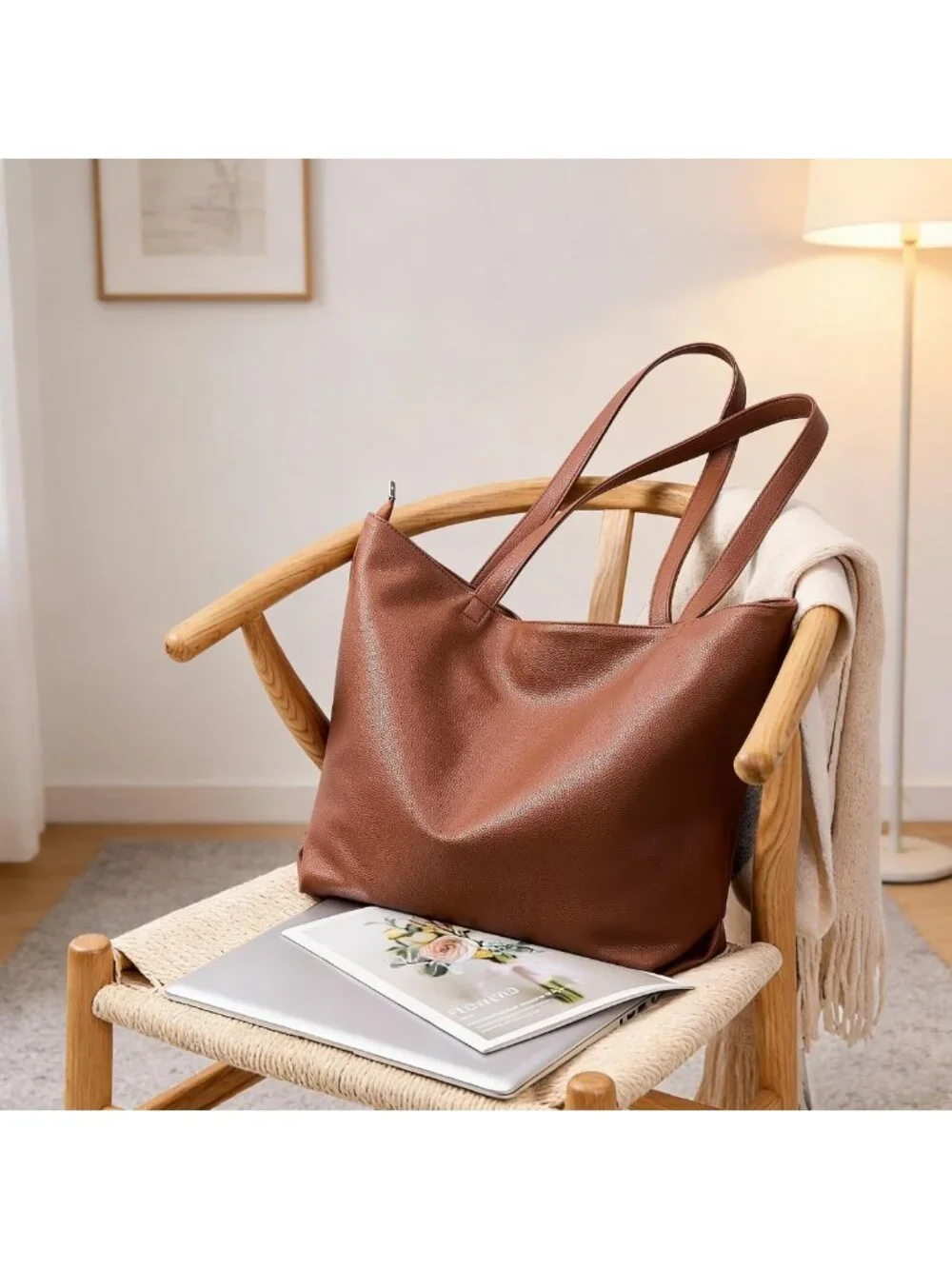 Soft Vegan Leather Tote Bag for Women | Large Hobo Zipper Purse & Casual
